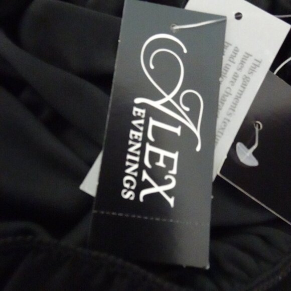 Alex Evenings Wide Leg Pants Women's Plus Size 3X Black Chiffon Dressy Flowy - Picture 6 of 11